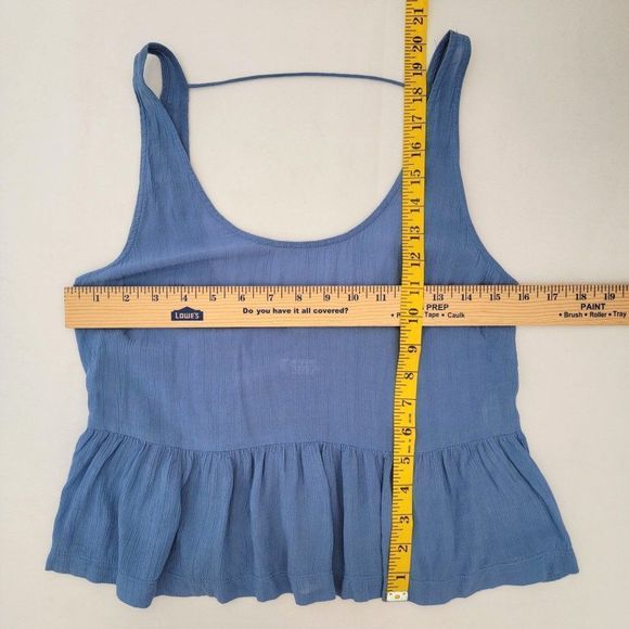 Free People Intimately Free Gauze Ruffle Peplum Tank Top Open Back Blue Flowy XS - Picture 9 of 9
